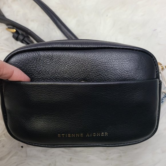 Etienne Aigner Black Leather Adeline Mini Crossbody Camera Bag - Picture 6 of 10